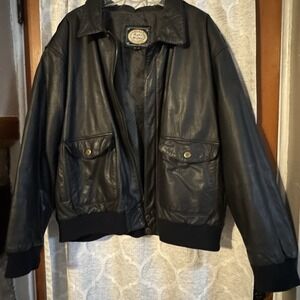 Cougar Mens Tall Vintage Brown Leather Bomber Jacket Insulated Mens XXL Jacket